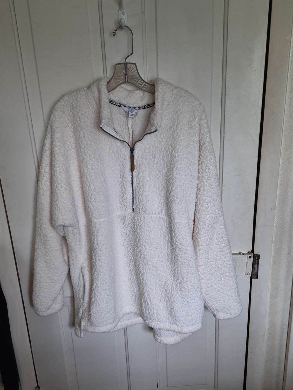 Time and Tru Cream Sherpa Half-Zip Pullover Jacket